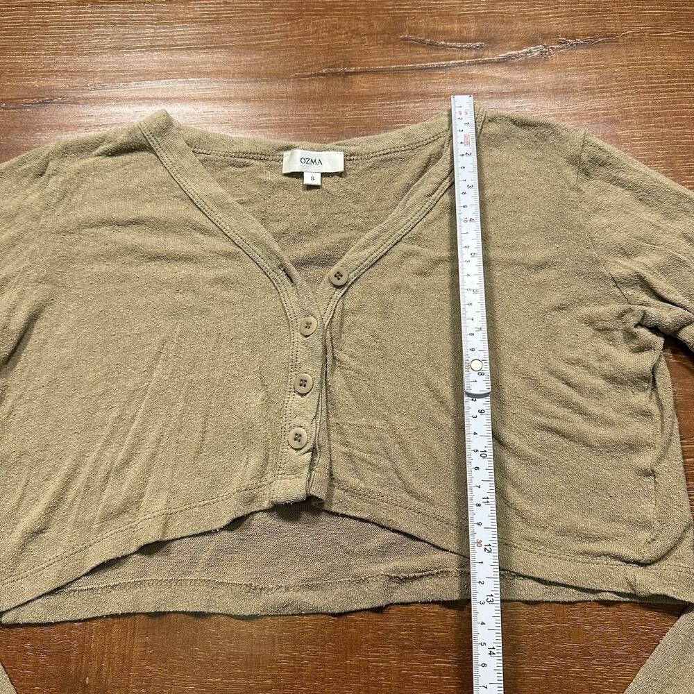 Ozma Of California Crop Cardigan Womens S Brown 100% Raw Silk Lightweight Luxury - Picture 7 of 11